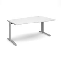 TR10 right hand wave desk 1600mm - silver frame, white top