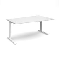 TR10 right hand wave desk 1600mm - white frame, white top