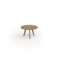Unity coffee table 800 dia with solid oak leg in oak