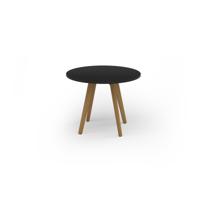Unity circular dining table 1000 dia with solid oak leg in black
