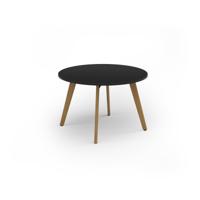 Unity circular dining table 1200 dia with solid oak leg in black