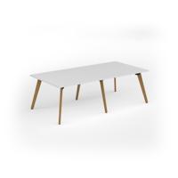 Unity worktable 2400w x 1200d with 4x solid oak legs, top in white