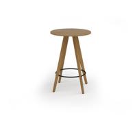 Unity circular poseur table 800 dia with solid oak leg in oak