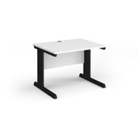 Vivo straight desk 1000mm x 800mm - black frame, white top