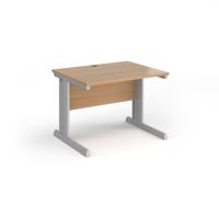 Vivo straight desk 1000mm x 800mm - silver frame, beech top