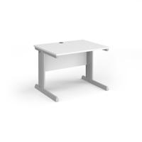 Vivo straight desk 1000mm x 800mm - silver frame, white top