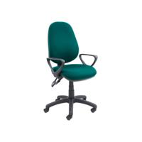Vantage 100 2 lever PCB operators chair with fixed arms - Forest Green