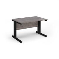 Vivo straight desk 1200mm x 800mm - black frame, Grey Oak top