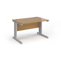 Vivo straight desk 1200mm x 800mm - silver frame, oak top