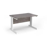 Vivo straight desk 1200mm x 800mm - white frame, Grey Oak top