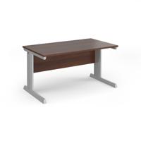 Vivo straight desk 1400mm x 800mm - silver frame, walnut top