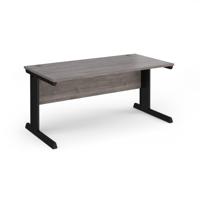 Vivo straight desk 1600mm x 800mm - black frame, Grey Oak top