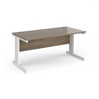 Vivo straight desk 1600mm x 800mm - white frame, Nebraska Oak top