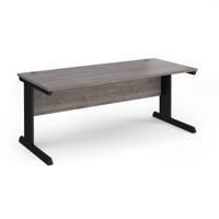 Vivo straight desk 1800mm x 800mm - black frame, Grey Oak top