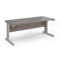 Vivo straight desk 1800mm x 800mm - silver frame, Grey Oak top
