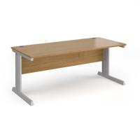 Vivo straight desk 1800mm x 800mm - silver frame, oak top
