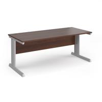 Vivo straight desk 1800mm x 800mm - silver frame, walnut top