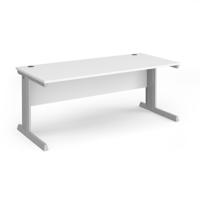 Vivo straight desk 1800mm x 800mm - silver frame, white top