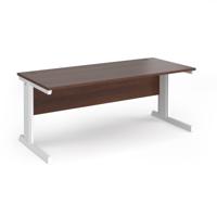 Vivo straight desk 1800mm x 800mm - white frame, walnut top