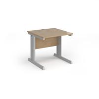 Vivo straight desk 800mm x 800mm - silver frame, Kendal Oak top