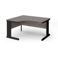 Vivo left hand ergonomic desk 1400mm - black frame, Grey Oak top