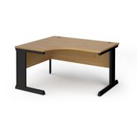 Vivo left hand ergonomic desk 1400mm - black frame, oak top