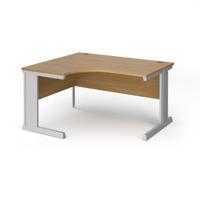 Vivo left hand ergonomic desk 1400mm - silver frame, oak top