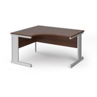 Vivo left hand ergonomic desk 1400mm - silver frame, walnut top