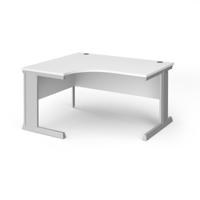 Vivo left hand ergonomic desk 1400mm - silver frame, white top