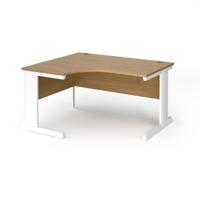 Vivo left hand ergonomic desk 1400mm - white frame, oak top