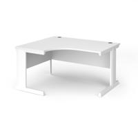 Vivo left hand ergonomic desk 1400mm - white frame, white top
