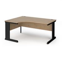 Vivo left hand ergonomic desk 1600mm - black frame, Kendal Oak top