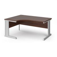 Vivo left hand ergonomic desk 1600mm - silver frame, walnut top
