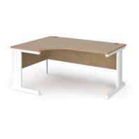 Vivo left hand ergonomic desk 1600mm - white frame, Kendal Oak top
