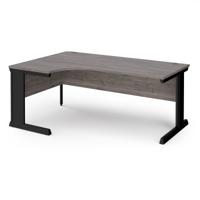 Vivo left hand ergonomic desk 1800mm - black frame, Grey Oak top
