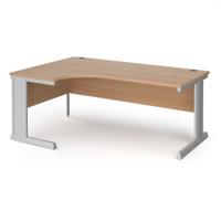 Vivo left hand ergonomic desk 1800mm - silver frame, beech top