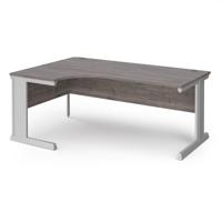 Vivo left hand ergonomic desk 1800mm - silver frame, Grey Oak top