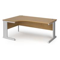 Vivo left hand ergonomic desk 1800mm - silver frame, oak top