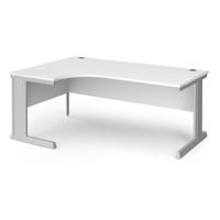 Vivo left hand ergonomic desk 1800mm - silver frame, white top