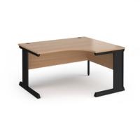 Vivo right hand ergonomic desk 1400mm - black frame, beech top