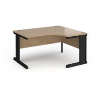 Vivo right hand ergonomic desk 1400mm - black frame, Kendal Oak top
