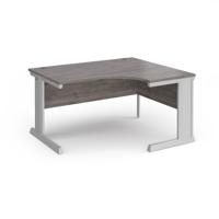 Vivo right hand ergonomic desk 1400mm - silver frame, Grey Oak top