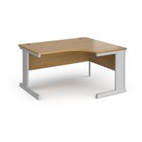 Vivo right hand ergonomic desk 1400mm - silver frame, oak top