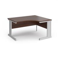 Vivo right hand ergonomic desk 1400mm - silver frame, walnut top