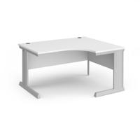 Vivo right hand ergonomic desk 1400mm - silver frame, white top