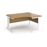 Vivo right hand ergonomic desk 1400mm - white frame, oak top
