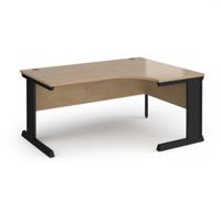 Vivo right hand ergonomic desk 1600mm - black frame, Kendal Oak top