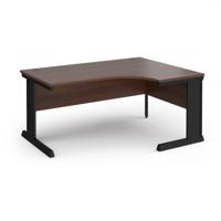 Vivo right hand ergonomic desk 1600mm - black frame, walnut top