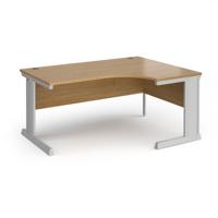Vivo right hand ergonomic desk 1600mm - silver frame, oak top