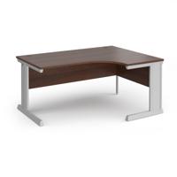 Vivo right hand ergonomic desk 1600mm - silver frame, walnut top